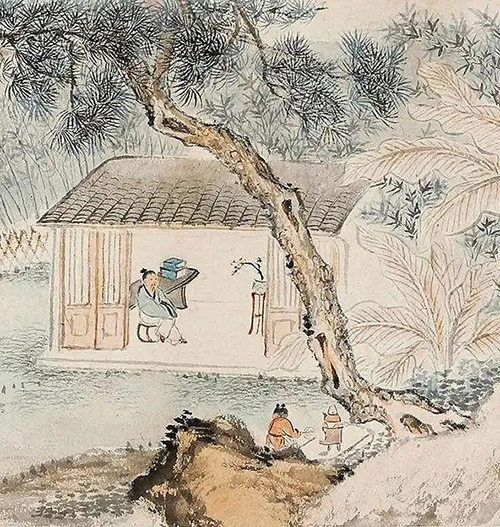 陈曼生读书绘画图