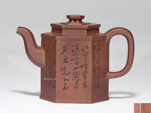 谭泉海刻王石耕制六六大顺壶拍卖