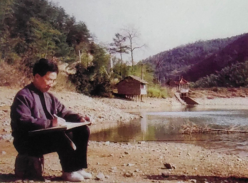 谭泉海在外写生