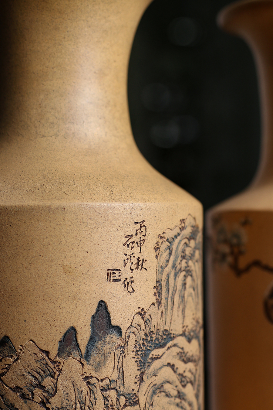 名家任淦庭《粉浆赏瓶(对)》