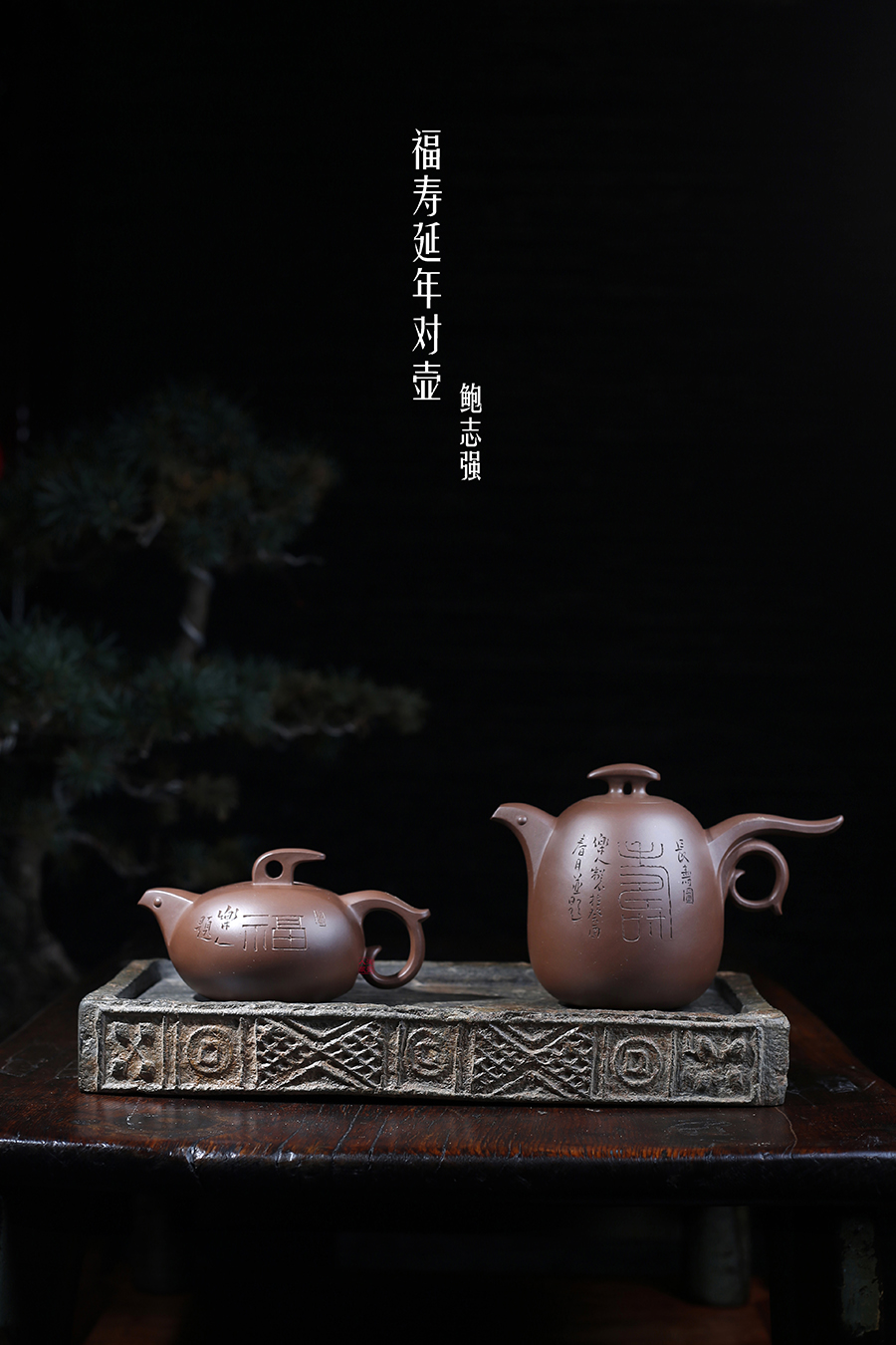 鲍志强作品《福寿延年对壶》