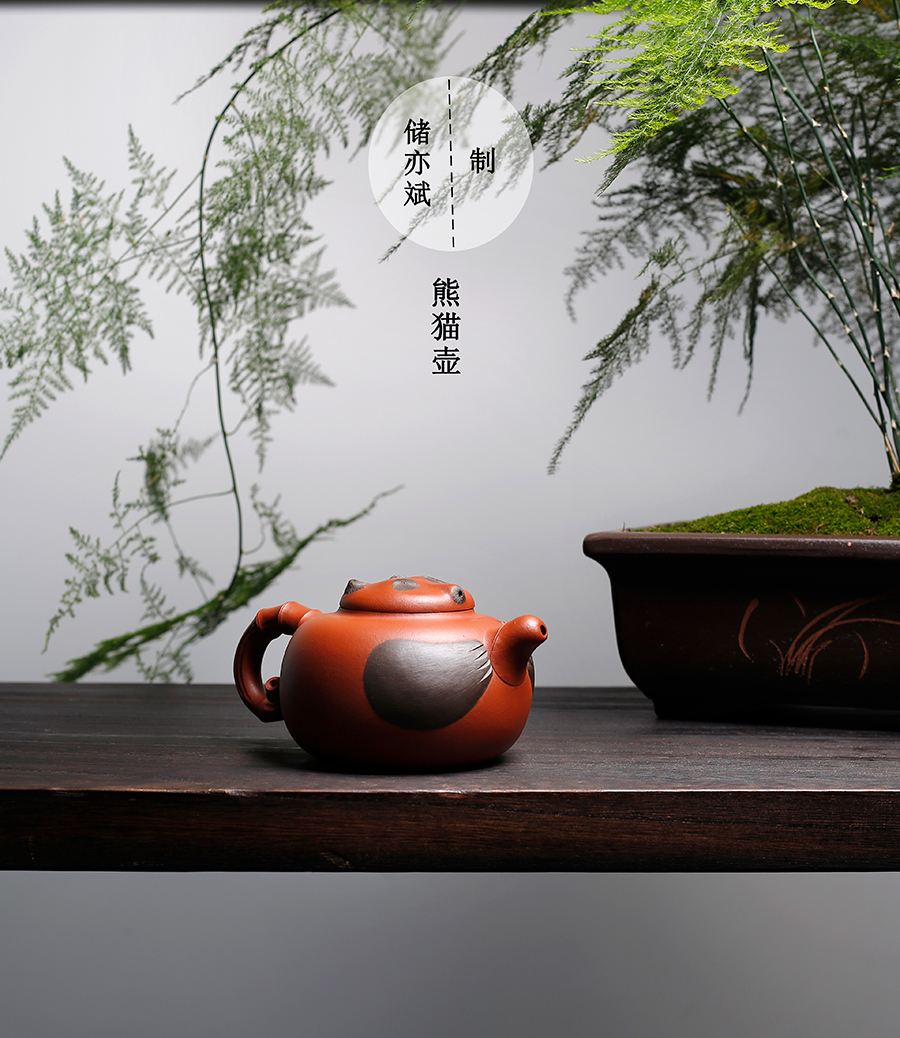 名家储亦斌作品《熊猫壶》
