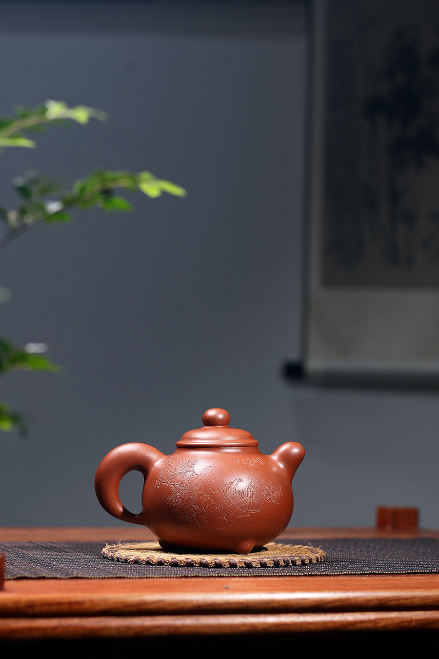 名家何燕萍作品《润泽壶(木石书铭)》