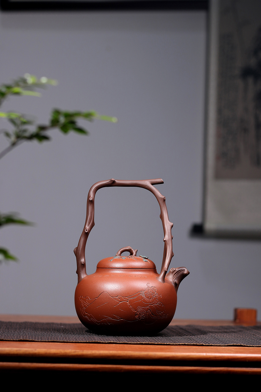 名家范洪泉作品《东坡提梁(谭泉海铭)》