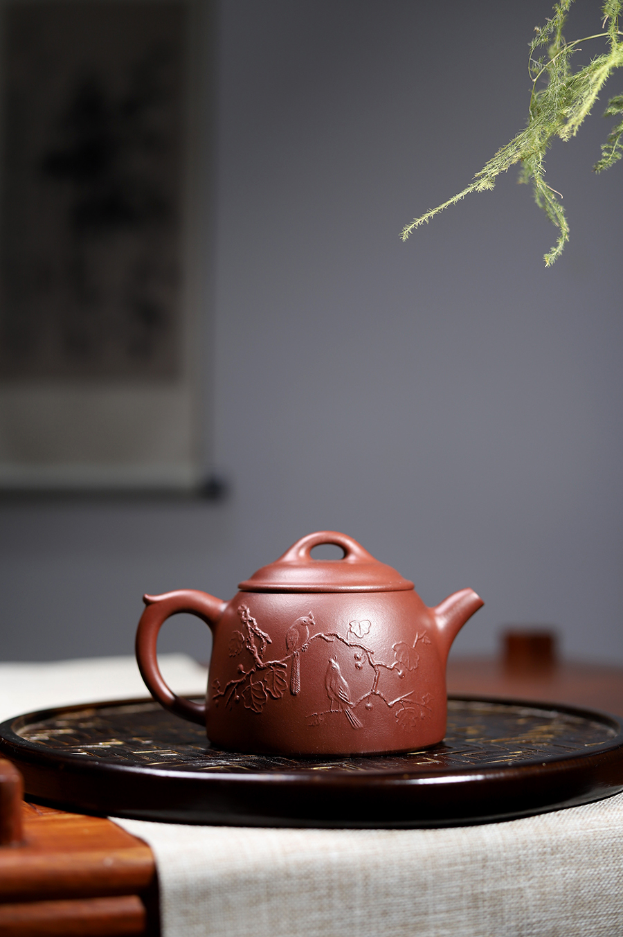 叶永君制两只黄鹂紫砂壶