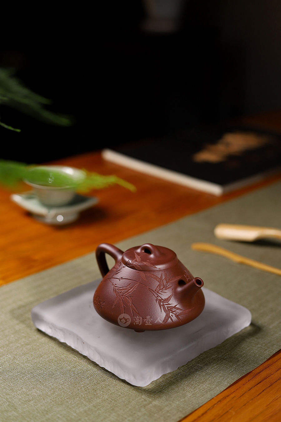 朱俊杰全手工制子冶石瓢壶(竹)