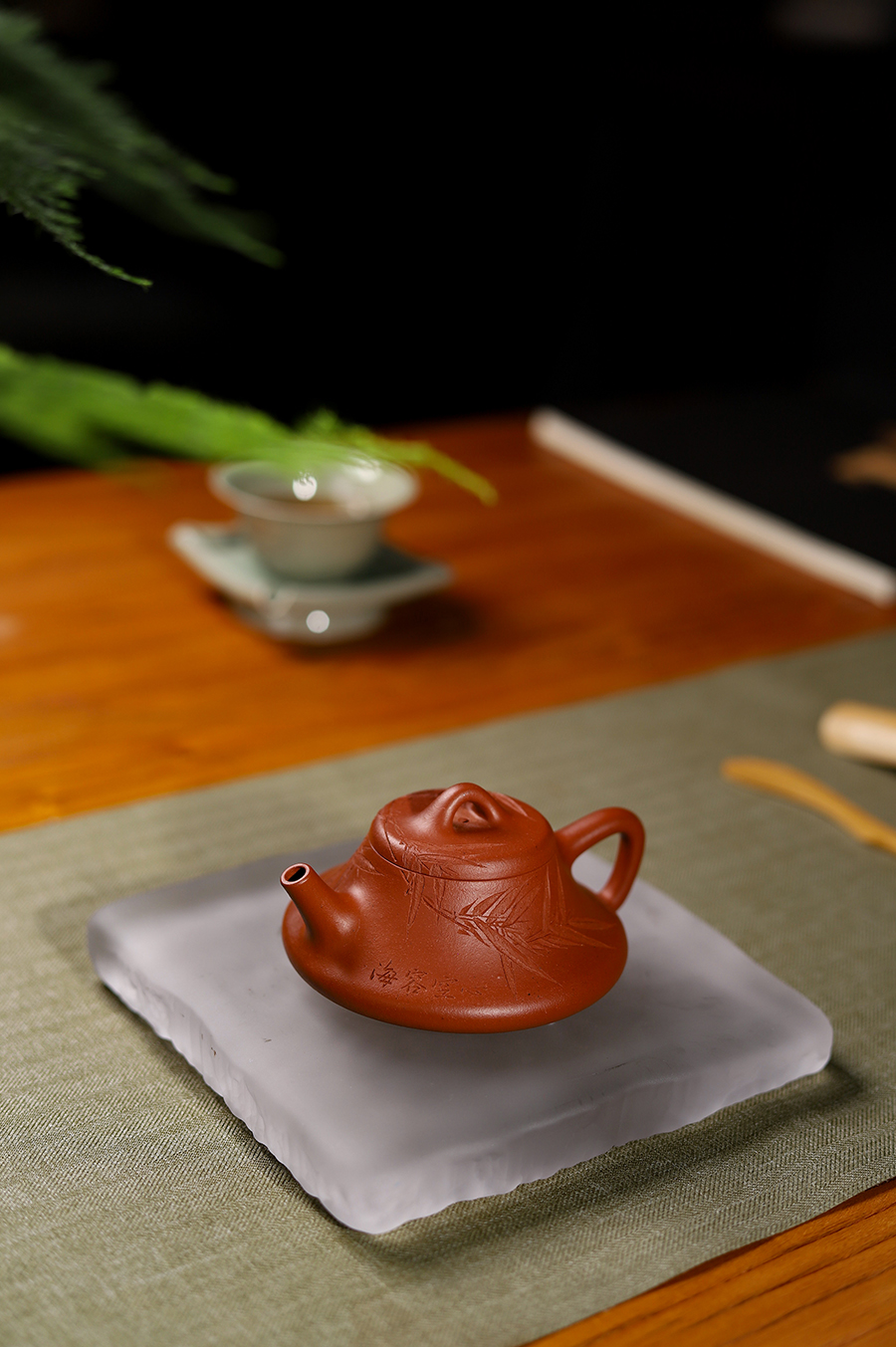 史宝林全手工制竹瓢壶(王跃伟书铭)