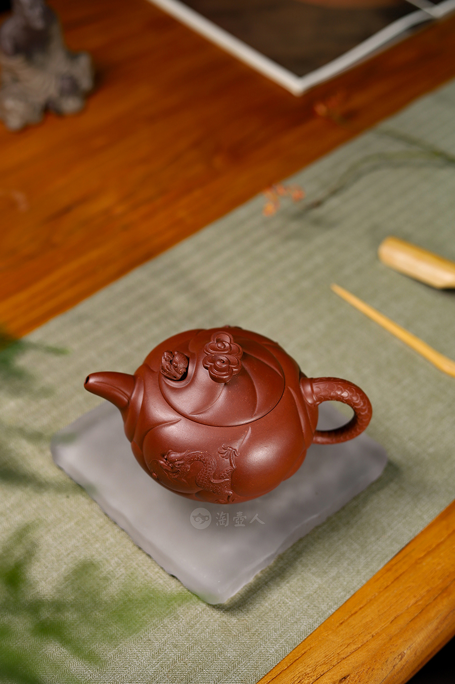 张列平全手工制玉麟式鱼化龙壶