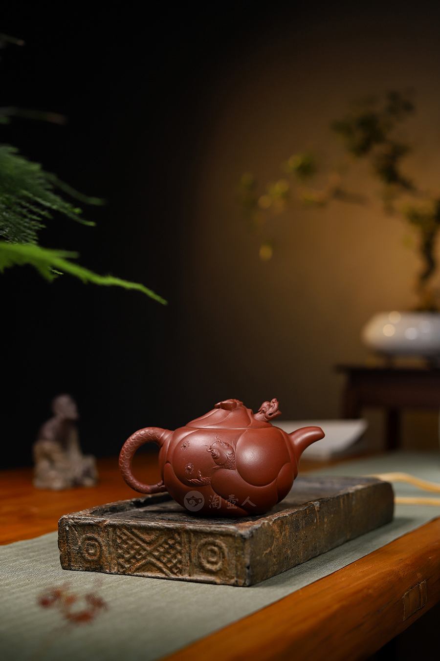 张列平全手工制玉麟式鱼化龙壶