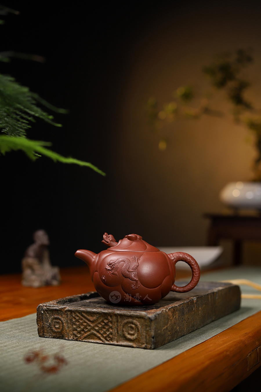 张列平全手工制玉麟式鱼化龙壶