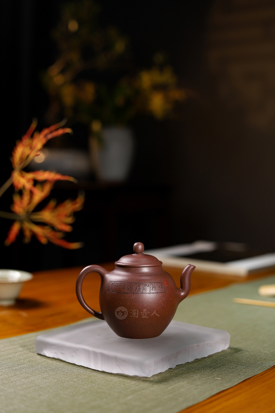 鲍健全手工制高灯壶(许文君精刻)