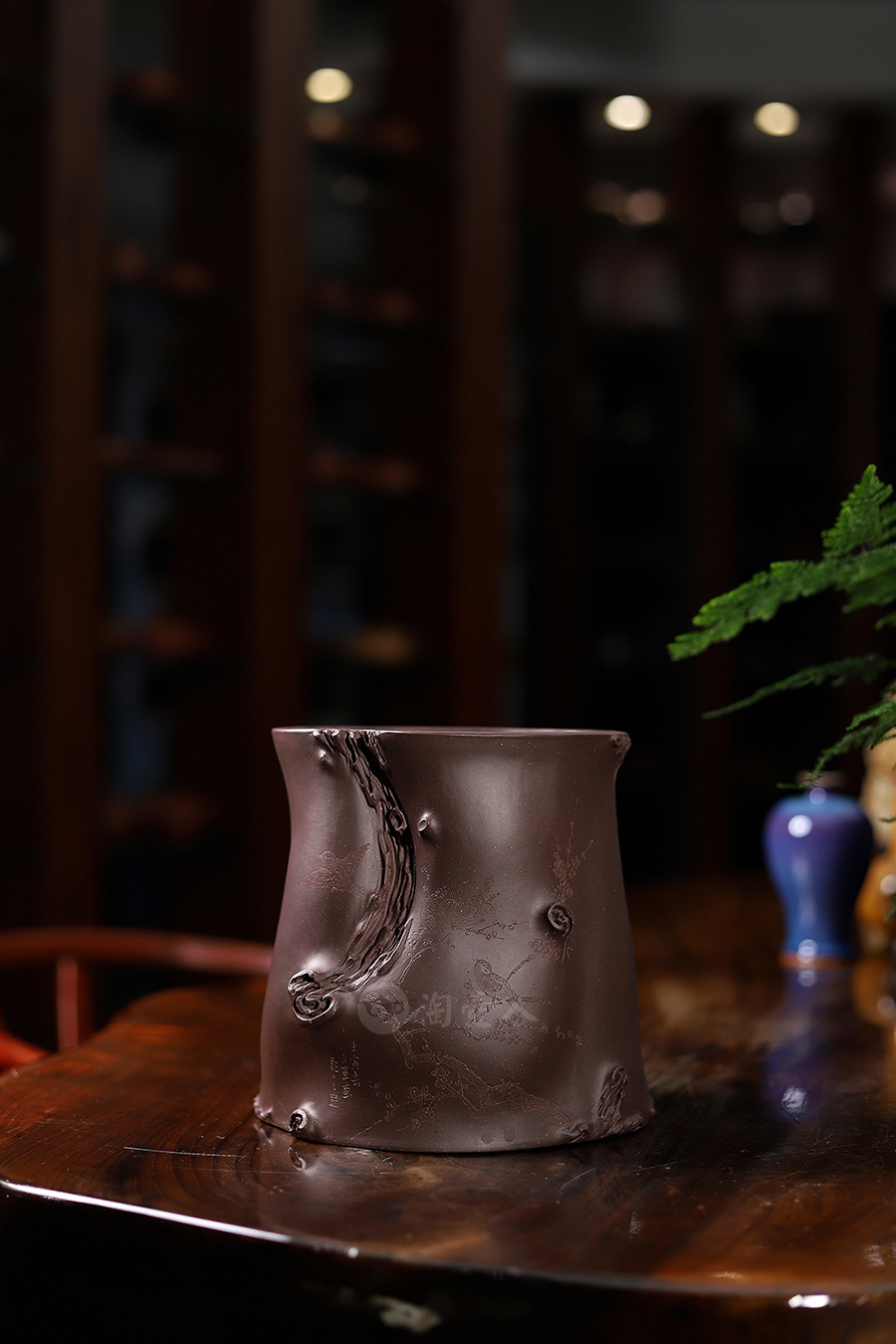 范旭东制梅花笔筒